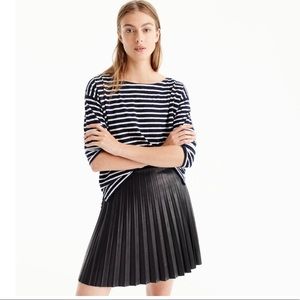 J Crew mini faux leather pleated skirt